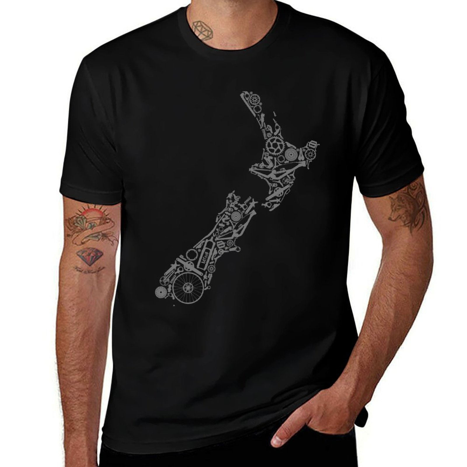 Mountain Biking New Zealand - NOVA ZELÂNDIA - camiseta cinza para