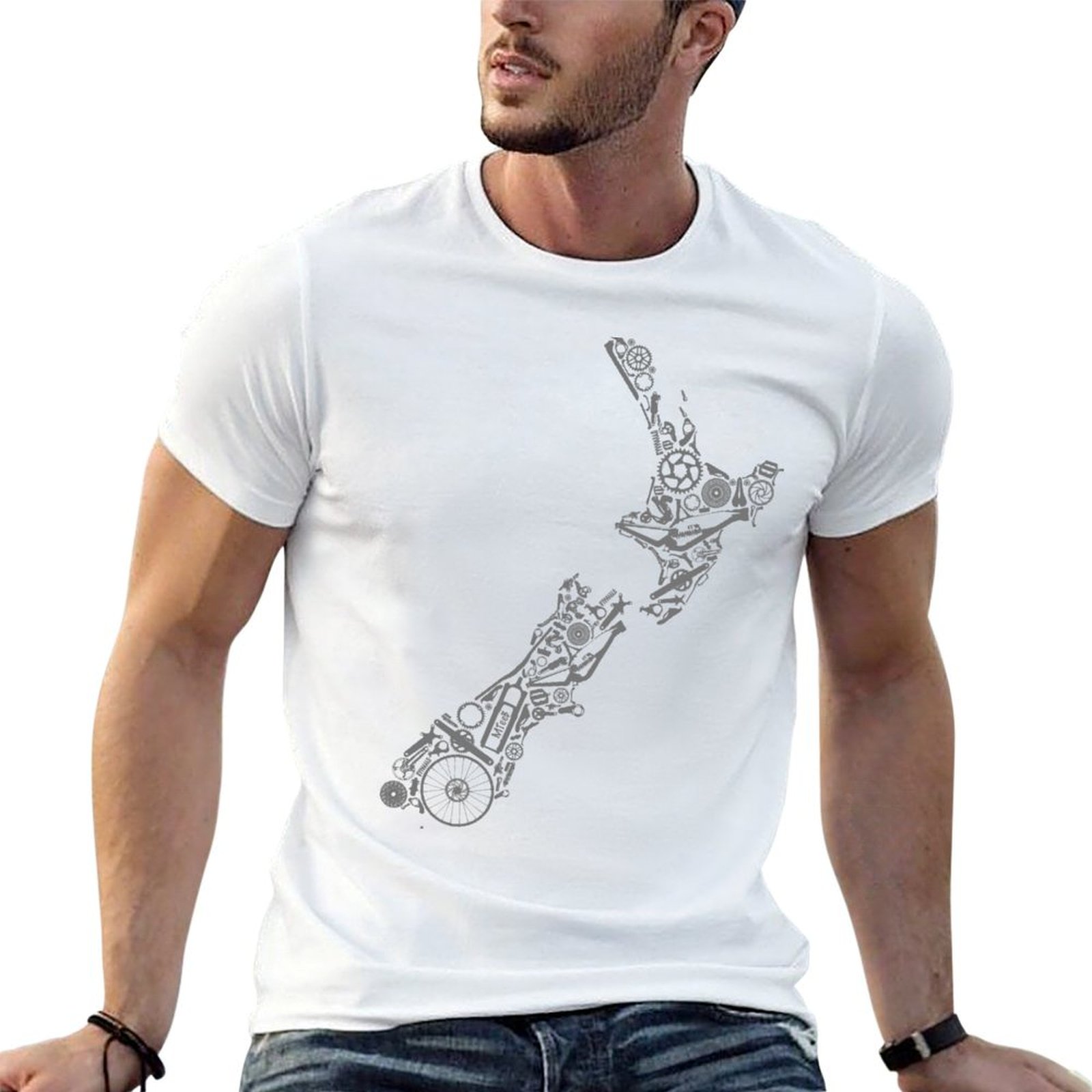 Mountain Biking New Zealand - NOVA ZELÂNDIA - Camiseta cinza para